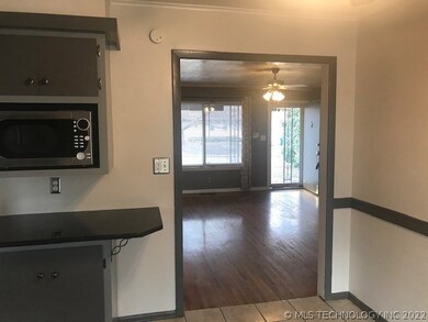 View from dining area into living room