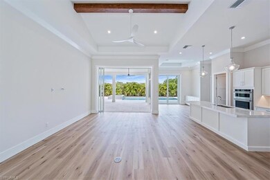 The open concept great room, kitchen, and dining a