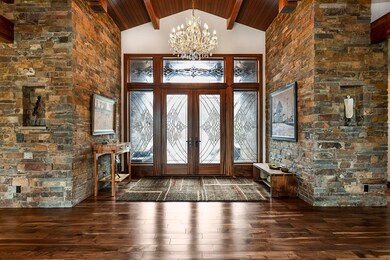 Front Entry with Leaded Glass Doors