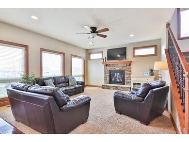 Large main floor great room with gas fireplace and