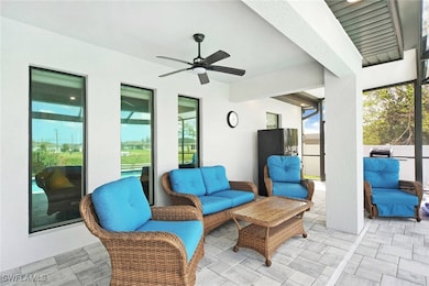 View of patio / terrace featuring ceiling fan and