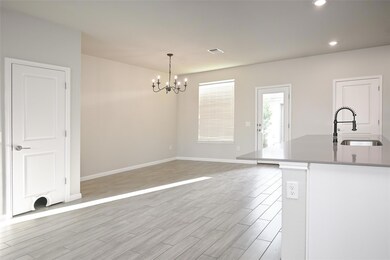Unfurnished dining area featuring a chandelier, l