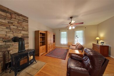 Family room with wood burning stove