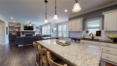 Large kitchen island is the perfect place to gathe