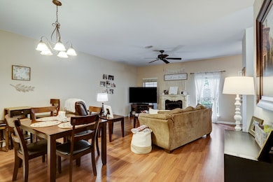 Open concept floor plan - large living area w fire