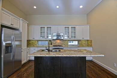 The glass front cabinets add a crisp look!