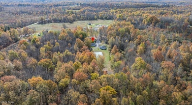 Aerial overview of property's location with a forest