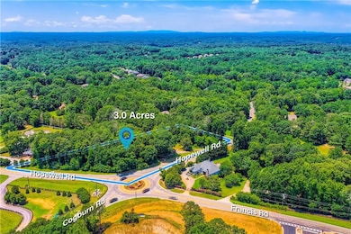 Bird's eye view of a heavily wooded area