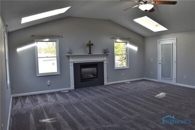 Skylights & vaulted ceiling.