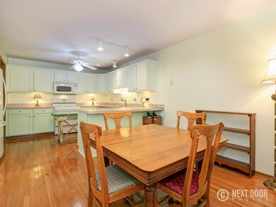 Eating area and view into kitchen