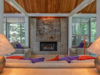 Living room with moss covered...