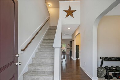 Grand, two-story entrance