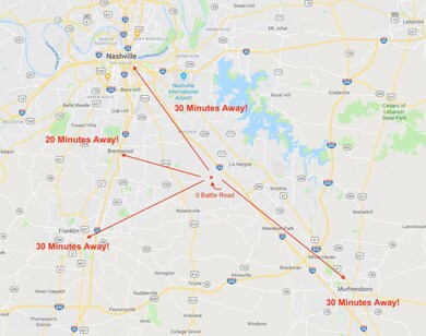 The location is simply fantastic! Its central position puts you less than 30 minutes from Nashville, Franklin, Brentwood AND Murfreesboro - which means you can have your pick of careers, businesses and entertainment in each area!