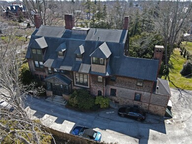 Aerial view of the front of the home