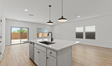 Kitchen with pendant lights