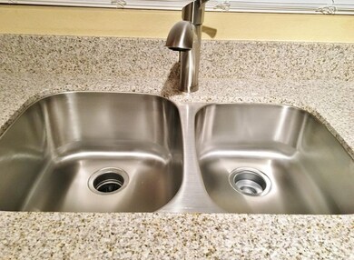 New Granite, faucet and divided sink