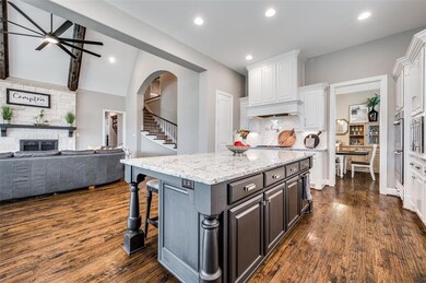 Kitchen flows easily into the family room and dini