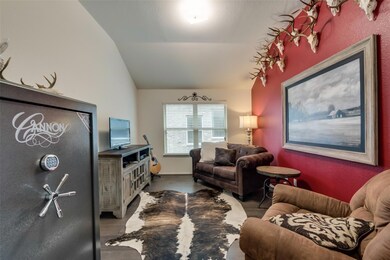 Living room with vaulted ceiling