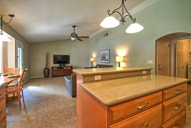 Family room with vaulted ceiling