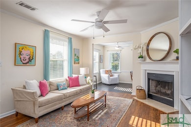 Upstairs 2BR/2BA Unit - Living Room with Fireplace