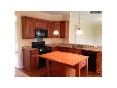 Open kitchen with maple cabinets and center island