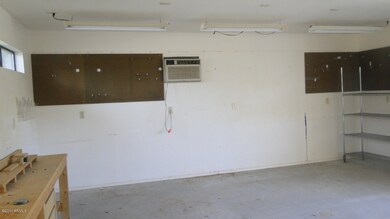 inside garage in backyard