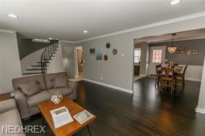 Living room opens to dining room