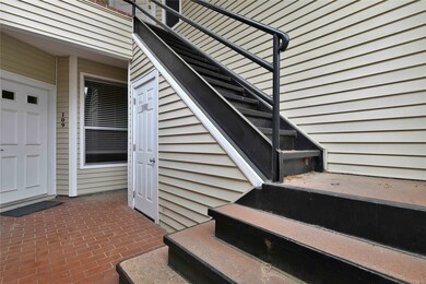 The front door is tucked away.