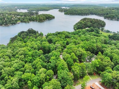 Drone / aerial view of a large body of water and a