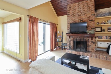 Wood-burning fireplace and built-in shelves!