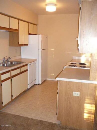 Galley kitchen has European Cabinetry