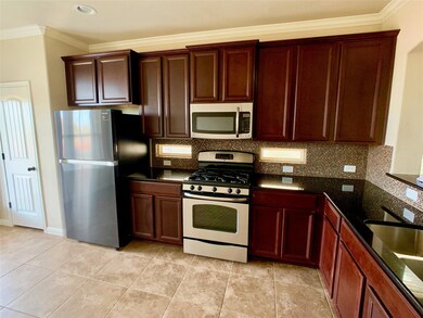 Kitchen with stainless steel appliances, ornament