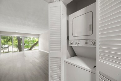 Stacked washer and dryer.