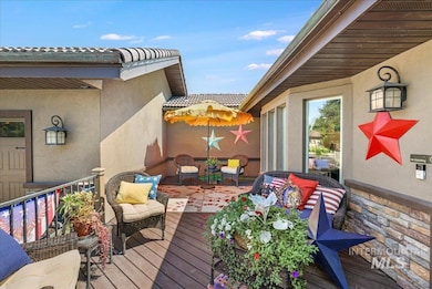 Deck with an outdoor living space