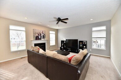 Spacious family room with overhead ceiling fan