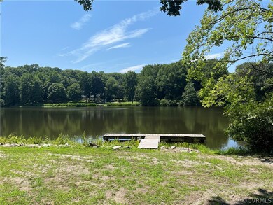 Water view with a dock
