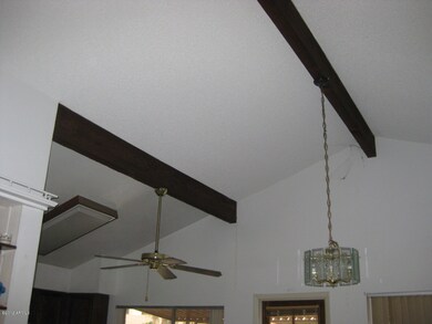 Beams in dining area