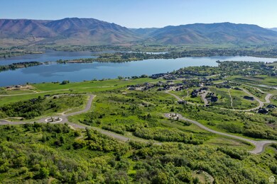 Aerial view of a water and mountain view