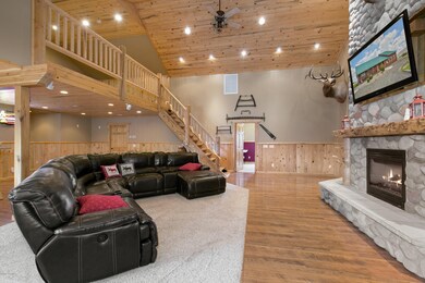Great room fireplace and upper loft