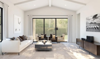 Great room with vaulted ceiling