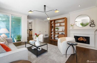 The elegant living room with views of City Hall fe