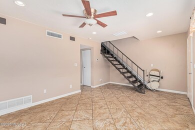 living room with chair lift