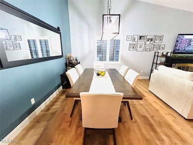 Dining room featuring wood finished floors and baseboards