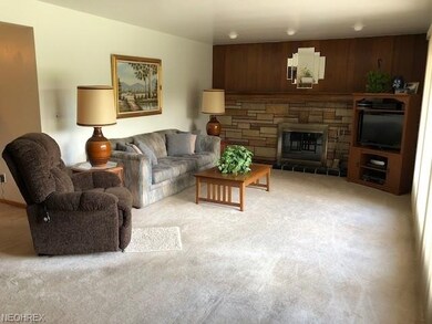 Living room with wood burning fireplace, and plent