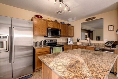 Updated countertops and appliances.