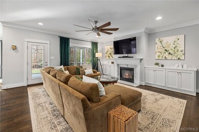 Great Room with dark hardwood / wood-style floors,