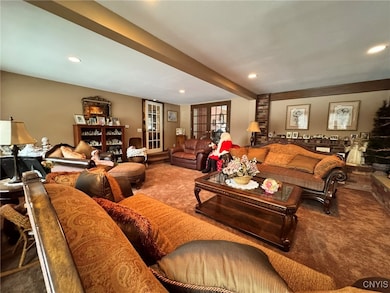 Family Room with Brick Fireplace Wall