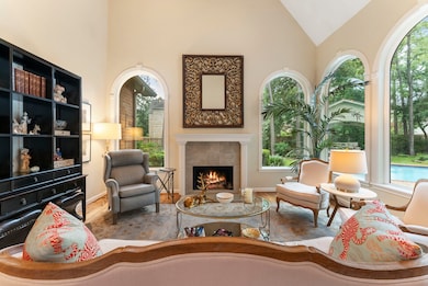 The elegant and stately living room with soaring c