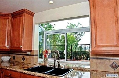 Garden window overlooks back yard and open views
