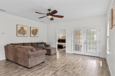 Engineered hardwood in living room.